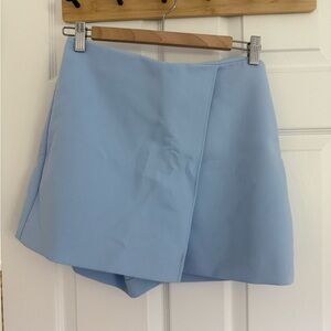 Zara Blue Skort-Style Shorts with Asymmetrical Design